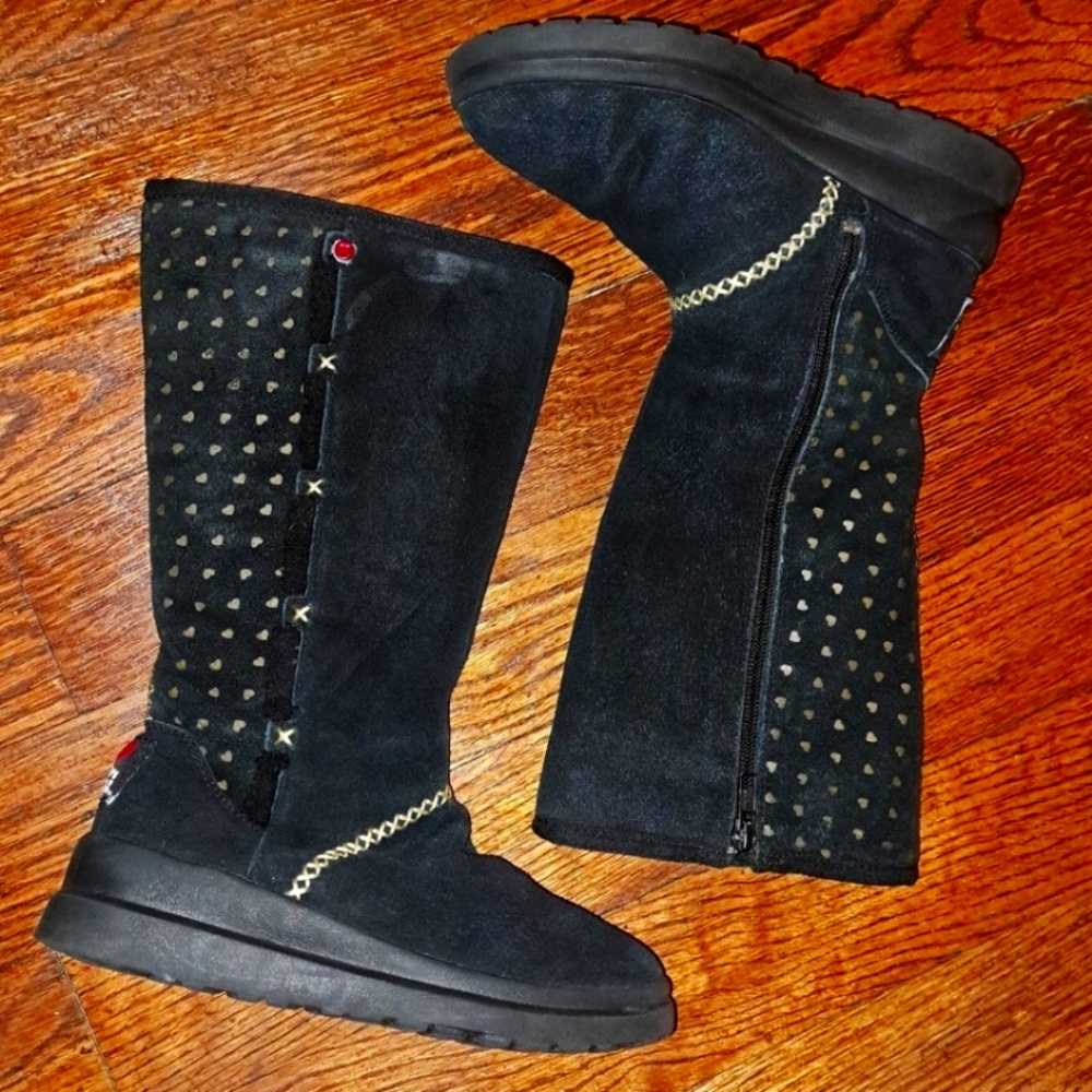 UGG I Love Uggs Black Boots Size 4 Girls